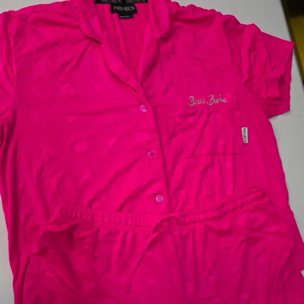 Paris hilton pink satin pajama